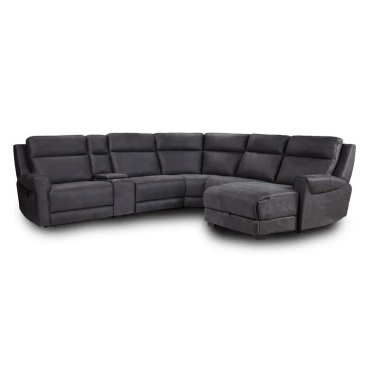 Modular Reclining Sectional, Fold-Down Seats, Chaise with Storage, Console with Cup Holders, and USB/USB-C Ports - 6 pcs Dark Grey Online