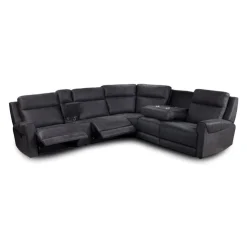 Modular Reclining Sectional with Fold-Down Seat, Console, Cup Holders and USB Ports - 6 pcs Dark Grey Sale