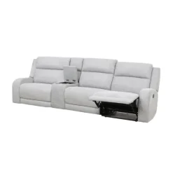 Modular Reclining Sofa and Console with Storage and Cup Holders - 4 pcs Beige Outlet