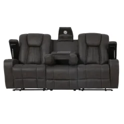 Modular Reclining Sofa with Drop-Down Backrest and Cup Holders - 3 pcs Grey/Black Outlet