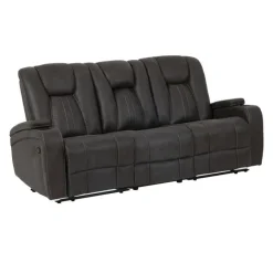 Modular Reclining Sofa with Drop-Down Backrest and Cup Holders - 3 pcs Grey/Black Outlet