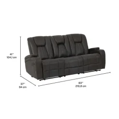 Modular Reclining Sofa with Drop-Down Backrest and Cup Holders - 3 pcs Grey/Black Outlet