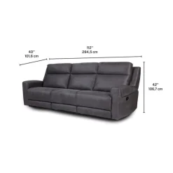 Modular Reclining Sofa with Fold-Down Seat, Cup Holders, USB/USB-C Ports and Wireless Charger - 3 pcs Dark Grey