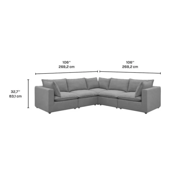 Modular Sectional - 5 pcs Grey Online