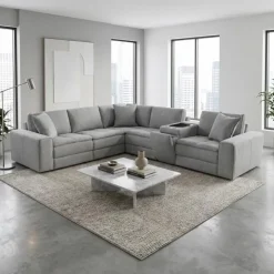 Modular Sectional and Console with Integrated Sound System – 6 pcs Grey Best