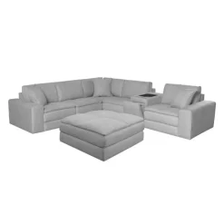 Modular Sectional, Console with Integrated Sound System and Ottoman – 6 pcs Grey Sale