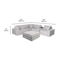 Modular Sectional, Console with Integrated Sound System and Ottoman – 6 pcs Grey Sale