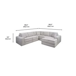 Modular Sectional with a Right-Side Chaise - 5 pcs Grey Outlet