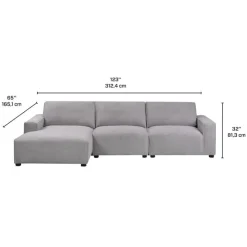 Sofa By Fancy Modular Sectional with Chaise on the Right - 3 pcs Grey Outlet