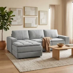 Modular Sectional with Left-Side Chaise - 3 pcs Grey Discount