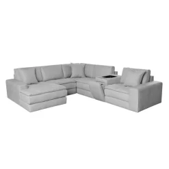 Modular Sectional with Left-Side Chaise and Console with Integrated Sound System - 6 pcs Grey Sale