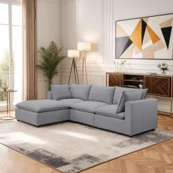 Modular Sectional with Ottoman - 4 pcs Grey Best