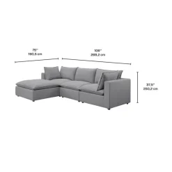 Modular Sectional with Ottoman - 4 pcs Grey Best