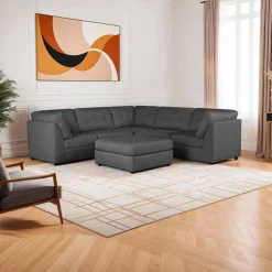 Modular Sectional with Ottoman - 6 pcs Dark Grey