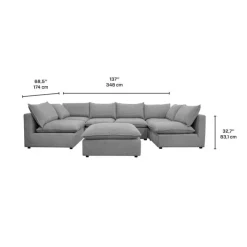Modular Sectional with Ottoman - 7 pcs Grey Online