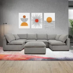 Modular Sectional with Ottoman - 7 pcs Grey Online