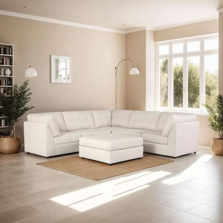 Modular Sectional with Ottoman - 6 pcs Beige Discount