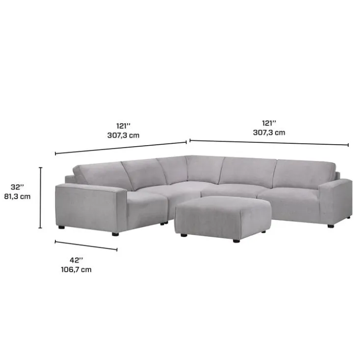 Sofa By Fancy Modular Sectional with Ottoman - 7 pcs Grey Best