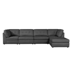 Modular Sectional with Ottoman - 5 pcs Dark Grey Hot