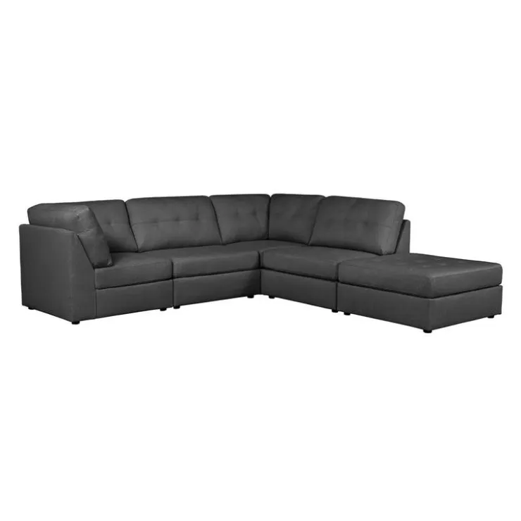 Modular Sectional with Ottoman - 5 pcs Dark Grey Hot