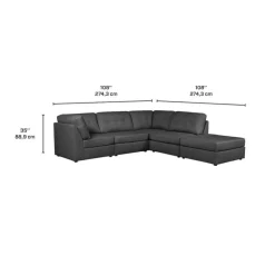 Modular Sectional with Ottoman - 5 pcs Dark Grey Hot