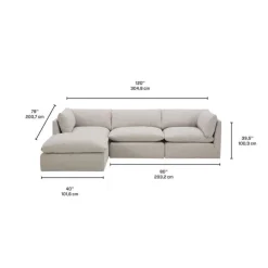 Modular Sectional with Ottoman - 4 pcs Beige Outlet