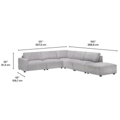 Sofa By Fancy Modular Sectional with Ottoman Positioned to the Right Seat - 6 pcs Grey Best
