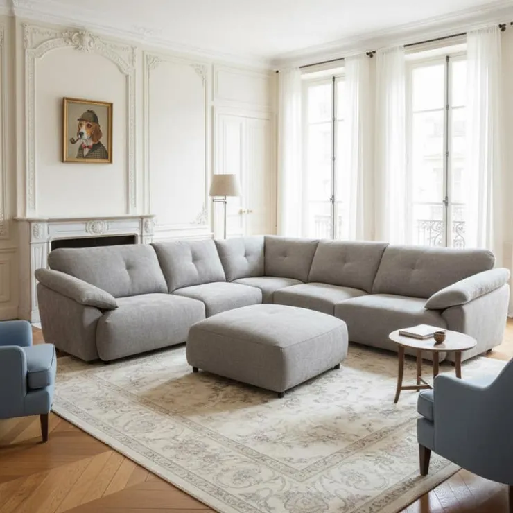 Modular Sectional with Ottoman - 6 pcs Grey Outlet