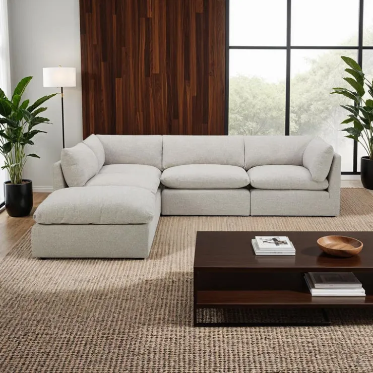 Modular Sectional with Ottoman - 5 pcs Beige
