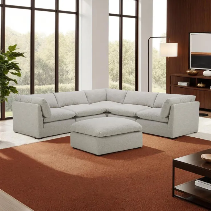 Modular Sectional with Ottoman - 6 pcs Beige Online