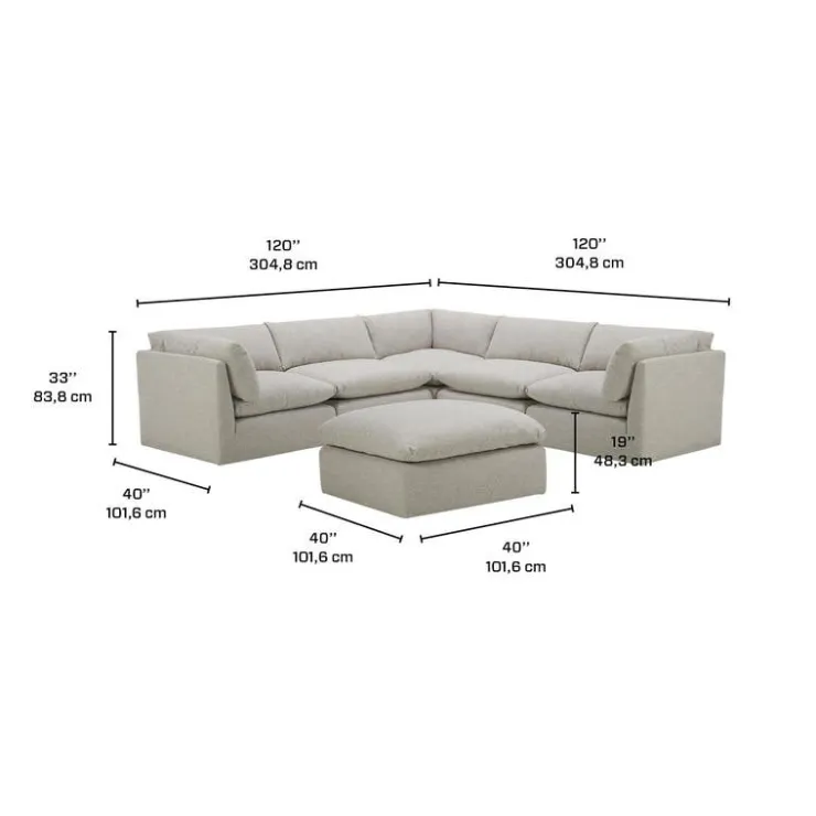 Modular Sectional with Ottoman - 6 pcs Beige Online