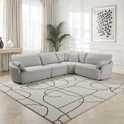 Modular Sectional with Ottoman - 5 pcs Light Grey