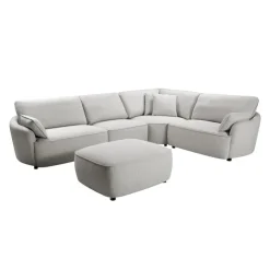 Modular Sectional with Ottoman - 5 pcs Light Grey