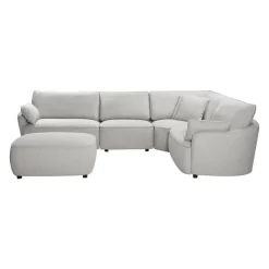 Modular Sectional with Ottoman - 5 pcs Light Grey