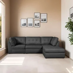 Modular Sectional with Ottoman - 4 pcs Dark Grey Best