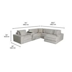 Modular Sectional with Right-Side Chaise and Console with Integrated Sound System - 6 pcs Grey Discount