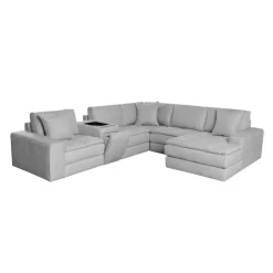 Modular Sectional with Right-Side Chaise and Console with Integrated Sound System - 6 pcs Grey Discount