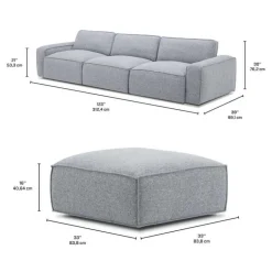 Modular Sofa with Ottoman - 4 pcs GREY Outlet