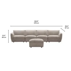 Modular Sofa with Ottoman - 5 pcs Taupe Grey Sale