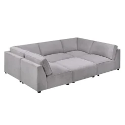 Sofa By Fancy Modular U-Shaped Sectional with Ottoman - 6 pcs Grey Online