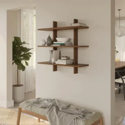 Nexera Modular Wall Shelving System Walnut Sale
