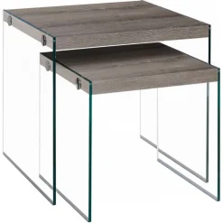 Monarch Nesting table - 2pcs set / / tempered glass - Dark Taupe Outlet