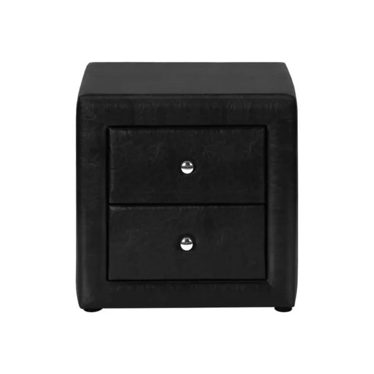 Monarch Nightstand - upholstered / 2 storage drawers - 21"h - leather-look - Black Discount