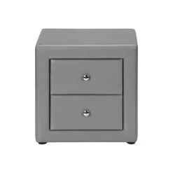 Monarch Nightstand - upholstered / 2 storage drawers - 21"h - leather-look - Grey Online
