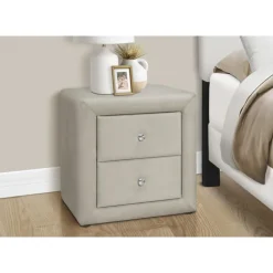 Monarch Nightstand - upholstered / 2 storage drawers - 21"h - velvet - Light Grey Sale