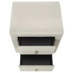 Monarch Nightstand - upholstered / 2 storage drawers - 21"h - linen-look - Beige Outlet