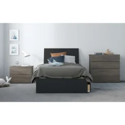 Nexera Nightstand, 2-Drawer, Bark - Grey Sale