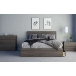 Nexera Nightstand, 2-Drawer, Bark - Grey Sale