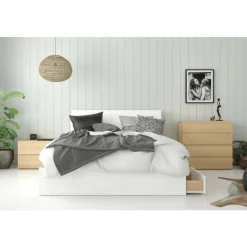 Nexera Nightstand, 2-Drawer, Natural Maple - Beige Outlet