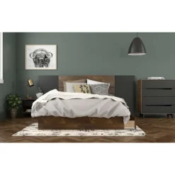 Nexera Nightstand, 1-Drawer, Truffle & Black - Black and Brown